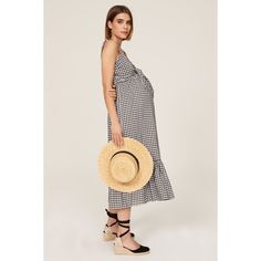 Black and white gingham (100% Viscose). Hourglass. Square neck. Sleeveless. Pull on. 50.5" from shoulder to hemline. Imported. Maternity Nursing Dress, Black And White Gingham, Rent The Runway, Closet Designs, Maternity Dress, Maternity Dresses, Square Neck, Floppy Hat, Gingham