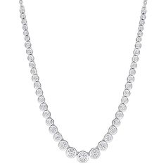 Complete your elegant looks with this Stella Grace Lab-Created Moissanite graduated necklace. Click on this JEWELRY & WATCHES GUIDE to learn about fit, styles, materials and more! Complete your elegant looks with this Stella Grace Lab-Created Moissanite graduated necklace. Click on this JEWELRY & WATCHES GUIDE to learn about fit, styles, materials and more! FEATURES Chain Length: 17" Chain type: cable Clasp: lobster-claw Metal: sterling silver Plating: rhodium Finish: polished Packaging: boxed N Classic Round Cut Bridal Necklace For Anniversary, Classic Silver Necklace With Channel Set, Classic Silver Necklace Channel Set, Classic Silver Channel Set Necklace, Classic Formal Tennis Necklace With Bezel Setting, Anniversary Single Strand Diamond Necklace, Classic Round Channel Set Necklaces, Classic Round Channel Set Necklace, Classic Channel Set Necklace