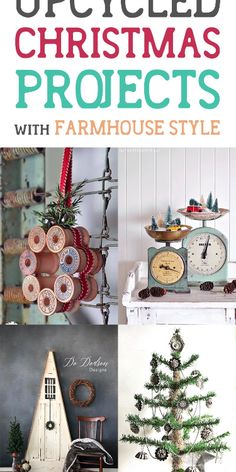 christmas projects with farmhouse style are featured in this postcard set up for the holiday season