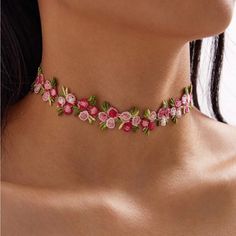 Super Cute And Stylish Ships In 5-10 Business Days Lace Choker Necklace, Flower Choker Necklace, Flower Choker, Lace Flowers, Fabric Jewelry, Design Floral, Pretty Jewellery, Cute Jewelry, Necklace Designs