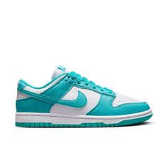 Nike Dunk Low "White/Dusty Cactus" Women's Shoe - Hibbett | City Gear Nike Dunks Teal, Retro White Skate Shoes For Streetwear, Aesthetic Nike Dunks, Cute Dunks, Dunks Outfit, Pretty Sneakers, Back To School Shoes, Trendy Shoes Sneakers, School List