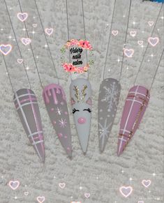 December Nails Stilleto, Christmas Stiletto Nails, Pink Christmas Nails Acrylic, Stiletto Christmas Nails, Pink Xmas Nails, Pastel Christmas Nails, Pink Christmas Nail Designs, Pink Christmas Nails