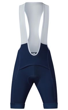 the back of a bib shorts with suspends and padded sides, showing the front panel