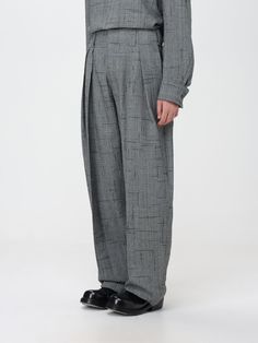 Casual Style  Regular Fit  Viscose And Silk  3D Crisscross Pattern  High Waist  Pleats  Belt Loops At Waist  Hook And Zip Closure  2 Slant Pockets  Wide Leg  Straight Hem  Made In Italy Fall Winter 2023 2024, Rolled Cuff Jeans, Pants Woman, Patterned Jeans, Denim Boots, Twill Pants, Raw Denim, Wool Pants, Grey Pants