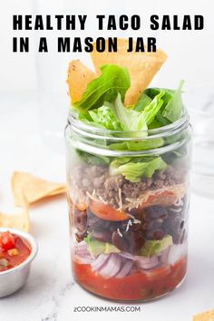 healthy taco salad in a mason jar