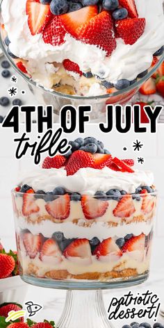 the fourth of july trifle with strawberries and blueberries