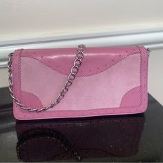 Nordstrom Brand Genuine Leather And Suede Evening Bag With Chain Link Strap And Small Attached Mirror. Never Used! Pink Leather Rectangular Evening Bag, Pink Rectangular Leather Evening Bag, Pink Leather Evening Bag With Detachable Strap, Formal Pink Leather Evening Bag, Pink Leather Crossbody Clutch, Purple Leather Clutch Bag, Pink Leather Clutch With Detachable Strap, Pink Rectangular Leather Clutch, Leather Shoulder Bag Clutch For Errands