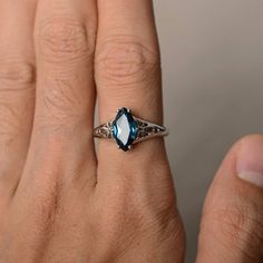 Real London Blue Topaz Rings Cocktail Rings Blue Gemstone | Etsy Gift Marquise Sapphire Ring, Marquise Sapphire Ring As Gift, Marquise Cut Crystal Gemstone Ring, Marquise Sapphire Promise Ring, Marquise White Gold Sapphire Ring, White Gold Marquise Sapphire Ring, Marquise Diamond Cut Sapphire Ring Gift, Gift Marquise Diamond Cut Sapphire Ring, Marquise Topaz Ring For Promise Occasion