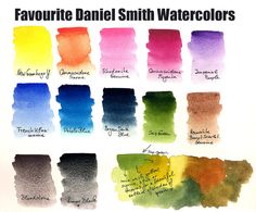 the different colors of watercolors are shown in this page, which shows their names