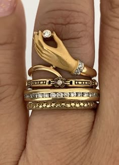 Stacked Rings Aesthetic, Witchy Ring, Stacked Rings, Rings Aesthetic, Rings Ideas, Symbolic Jewelry