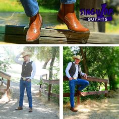 Western Dress Boots, Casual Boots For Men, Western Dress With Boots, Cowboy Outfit, Mens Boots Casual, Western Hat, Western Buckles, Buckle Top, Cowboy Outfits