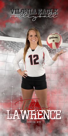 the volleyball player is posing with her ball