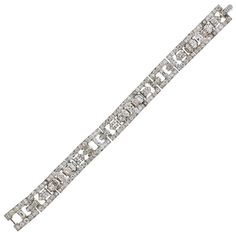 Cartier 12 Carat Diamond Platinum Bracelet | From a unique collection of vintage More Bracelets at https://www.1stdibs.com/jewelry/bracelets/more-bracelets/. Cartier Art Deco, Famous Jewelry Designers, Cartier Diamond, Famous Jewelry, Diamonds Bracelet, Bracelet Art, Platinum Bracelet, Expensive Jewelry Luxury, 1930s Art