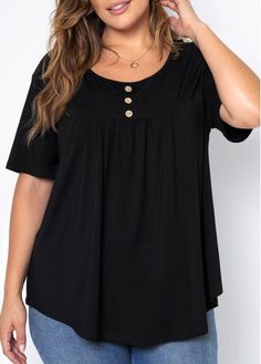 Tops Plus Size Tops | Fashionable Plus Size Tops For Women | ROTITA Solid T Shirt, Fashion Over Fifty, Plus Size Tops For Women, Women Lace Blouse, Clothes Plus Size, Shirts Style, Plus Size Tunic, Casual College Outfits, Plus Size Clothes