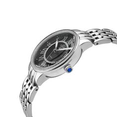 Specifications GV2 9143 Women's Astor II Swiss Diamond Watch GV2 Women's Swiss Watch from the Astor II Collection 38mm 316L Stainless Steel Case with diamond-cut bezel Brilliant Black MOP Dial with White Indices, 4 Single Cut Diamonds on Dial, with diamond-cut inner circle Push Pull Fluted crown with Blue cabochon Stone 316L Stainless Steel Silver Bracelet with Deployment Buckle Anti-reflective Sapphire Crystal Water Resistant to 30 Meters/3ATM Swiss Quartz Movement Ronda 763 Luxury Stainless Steel Diamond Watch For Anniversary, Stainless Steel Diamond Watch With Diamond Hour Markers, Luxury White Gold Diamond Watch, Timeless Diamond Watch With Metal Dial For Anniversary, Classic Diamond Watch With Rotating Bezel, Timeless Diamond Watch For Anniversary, Classic Anniversary Watch With Rotating Bezel, Classic White Gold Diamond Watch With Rotating Bezel, Anniversary Diamond Watch With Metal Dial