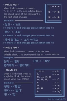 an image of some type of text on a dark blue background with the words rules in english and korean