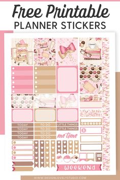 the printable planner stickers are pink and brown