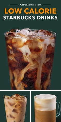 low calorie starbucks drinks with ice and caramel on the top, iced coffee in a tall glass