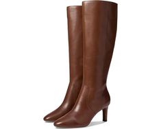 LAUREN Ralph Lauren Caelynn II | Zappos.com Classic Tall Heeled Boots For Fall, Tall Boots With Stacked Heel For Fall, Fall Tall Boots With Stacked Heel, Classic Mid-calf Boots With Sculpted Heel For Fall, Classic Stacked Heel Boots For Fall, Fall Workwear Heeled Boots With Sculpted Heel, Fall Mid-calf Calf Leather Boots, Fall Sculpted Heel Workwear Boots, Fall Sculpted Heel Boots For Work