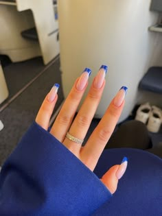 Simple Cute Blue Nails, Simple Nail Inspo Trendy, Vacations Nails, Vacation Gel Nails, Cute Nails For Vacation, Long Blue Acrylic Nails, Blue Vacation Nails, Blue Acrylic Nails Ideas, Nails For Vacation