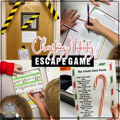 christmas activity ideas for kids and adults to play in the escape game with candy canes