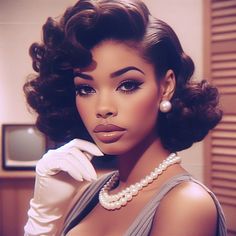 1940 Makeup Look, Dorthy Dandrige Photoshoot, 1950s Inspired Photoshoot, 20s Hairstyles Black Women, Vintage Photoshoot Ideas Black Women, 50s Aesthetic Photoshoot, Regal Hairstyles Black Women, Black Hollywood Glamour Photoshoot, Vintage Black Glamour Photoshoot