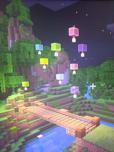 an image of a video game scene with lots of blocks in the air and water