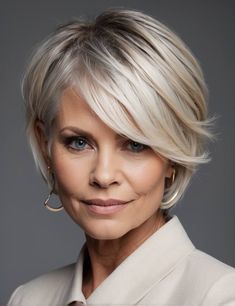 90 Bob Haircuts For Women Over 50: Medium, Short, And Layered Styles 2024 32 Ash Pixie Haircut, Color For White Hair For Women, Martha Stewart Hair 2023, Medium Short Bob Hairstyles, Bobs For Long Faces, Short Hairstyle Women 60 Years Old, Trend Hair Color 2024, Short Hair Over 50 Women, Chin Length Haircuts For Women Over 50