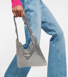 Pixel chainmail shoulder bag in silver - Rabanne | Mytheresa Silver Chainmail Bag For Everyday Use, Silver Metal Shoulder Bag For Party, Silver Metal Chain Link Bag, Trendy Metal Shoulder Bag For Party, Trendy Metal Shoulder Bag For Evening, Trendy Metal Evening Bag, Evening Metal Chain Shoulder Bag, Trendy Metal Evening Bags, Modern Chain Link Shoulder Bag For Evening