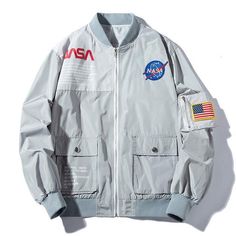 NASA Bomber Jacket-Jackets-URBANYOO Nasa Jacket, Pilot Jacket, Air Force One, Workwear Jacket, Mode Casual, Types Of Jackets, Herren Outfit, Hem Design, Vetements T Shirt