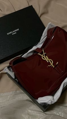 #ysl#hobobag#darkredwine Ysl Red Bag, Red Ysl Bag, Ysl Aesthetic, Fluffy Shoes, Burgundy Bag, Ysl Bags, Luxury Bags Collection, Luxury Women Fashion