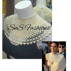 Deepika Pearl Cape, Masai Beadwork, Pearl Cape, Beard Jewelry, Pearl Crafts, Beaded Work, Bridal Brooch Bouquet, Shoulder Necklace