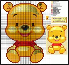 a cross stitch pattern with a teddy bear