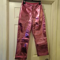 Nwt!!! Buddy Love Metallic Pink Travolta High Rise Pants. Sz 26. Perfect Party Pants!!! Ships Next Business Day Velour Shorts, Buddy Love, Off Shoulder Romper, Metallic Pants, Party Pants, Pink Cotton Candy, High Rise Pants, Metallic Pink, Printed Jumpsuit