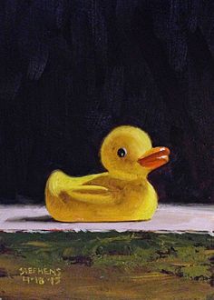 a painting of a yellow rubber ducky