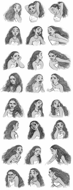 some drawings of the characters from disney's princess