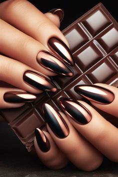 Chocolate Nails On Dark Skin. There are any references about Chocolate Nails On Dark Skin in here. you can look below. I hope this article about Chocolate Nails On Dark Skin can be useful for you. Please remember that this article is for reference purposes only. #chocolate #nails #on #dark #skin Chocolate Chrome Nails, Mystical Nails, Chocolate Chrome, Metallic Nail Colors, Chocolate Nails, Chrome Nail Colors, Black Chrome Nails, Nails Bride, Metal Nails