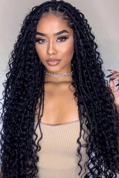 The Sexiest Ways To Wear Bohemian Braids (Boho Braids) Styled Braids, Braided Hairdo, Bohemian Braids, Goddess Braids Hairstyles, All Hairstyles, Box Braid, Hairstyle Look, Sleek Ponytail