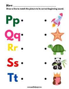 a printable worksheet with letters and animals