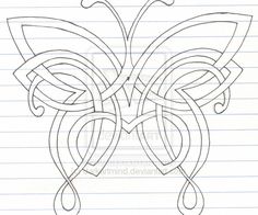 a drawing of a butterfly on lined paper