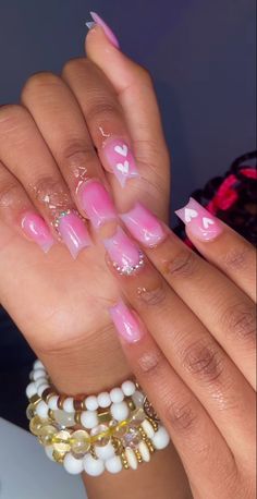 Birthday Nails 16 Year, Pink Shorties Nails, Birthday Nails 16, Pink Nails Birthday, Libra Birthday Nails, Mommy Nails, Bratz Nails, Shorties Nails, Short Pink Nails