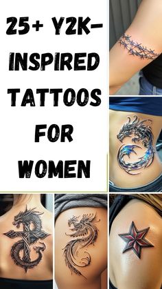 tattoos for women with the words 25 + y2k inspired tattoo designs on them