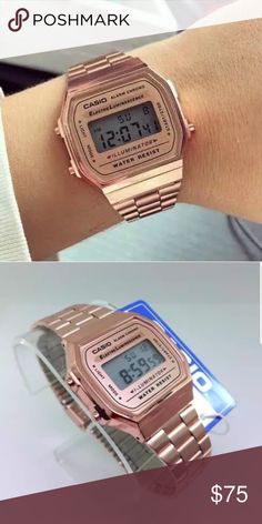 Rose Gold Casio Watch, Casio Vintage Watch Woman Rose Gold, Digital Watch Women's, Casio Vintage Watch Woman, Casio A168, Digital Watches Women