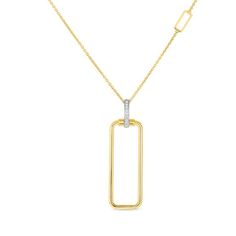 Roberto Coin Classique Parisienne Rectangle Pendant in 18k Yellow gold featuring diamodns set in 18k white gold Roberto Coins, Italian Jewelry Designers, Roberto Coin Jewelry, Rectangle Pendant Necklace, Rectangle Pendant, Roberto Coin, Italian Jewelry, Coin Jewelry, Silver Spring