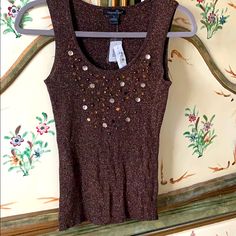 August Silk Lurex Tank Top Size S With Sequined Detail New With Tags. Was $48 Asking 18 Embellished Fitted Casual Tank Top, Casual Embellished Fitted Tank Top, Silk Tops, Silk Top, Bodice, Tank Top, Womens Tops, Tank Tops, Silk