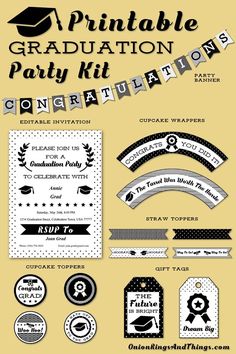 the graduation party kit is ready to be used for any graduate's day celebration