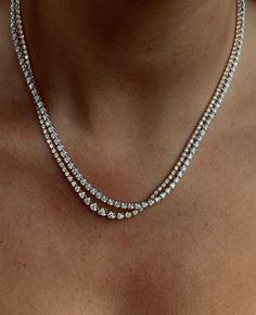 #capucelli buttercup setting Diamond Tennis Necklace, White Gold Necklaces, Tennis Necklace, Gold Piece, Formal Event, Round Diamonds, Natural Diamonds, Solid Gold, Diamond Necklace