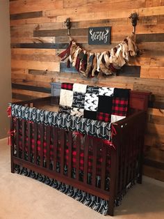 Ready Ship Boy Crib Bedding - Buck Deer, Lodge Red Black Buffalo Check Woodland Baby Bedding Collection - DBC Baby Bedding Co Oh Deer Nursery Theme, Nursery Ideas Rustic, Rustic Nursery Ideas, Deer Themed Nursery, Rustic Baby Nursery, Rustic Baby Boy Nursery, Baby Boy Crib Bedding Sets, Woodland Baby Bedding, Boy Crib Bedding