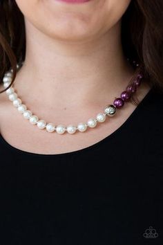 5th Avenue A-Lister Purple and White Pearl Necklace - Paparazzi Accessories - lightbox -CarasShop.com - $5 Jewelry by Cara Jewels Paparazzi Accessories Jewelry, Pearl Necklace Earrings, White Pearl Necklace, Purple Necklace, Purple Pearl, 5th Avenue, Paparazzi Accessories, Silver Bead, Affordable Jewelry