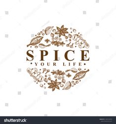 spice logo design with spices and herbs in the center on white background, suitable for use as